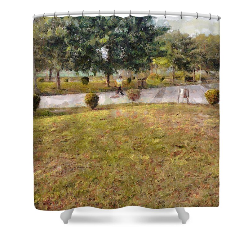 Walk Shower Curtain featuring the photograph Walking path and greenery by Ashish Agarwal