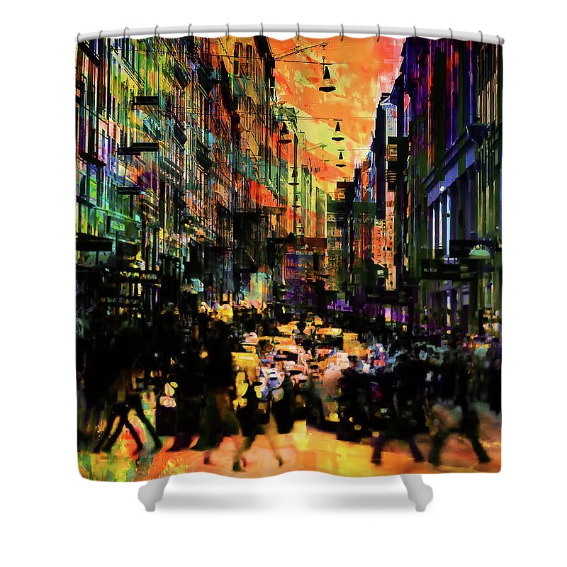 People Shower Curtain featuring the photograph Walking people by Gabi Hampe