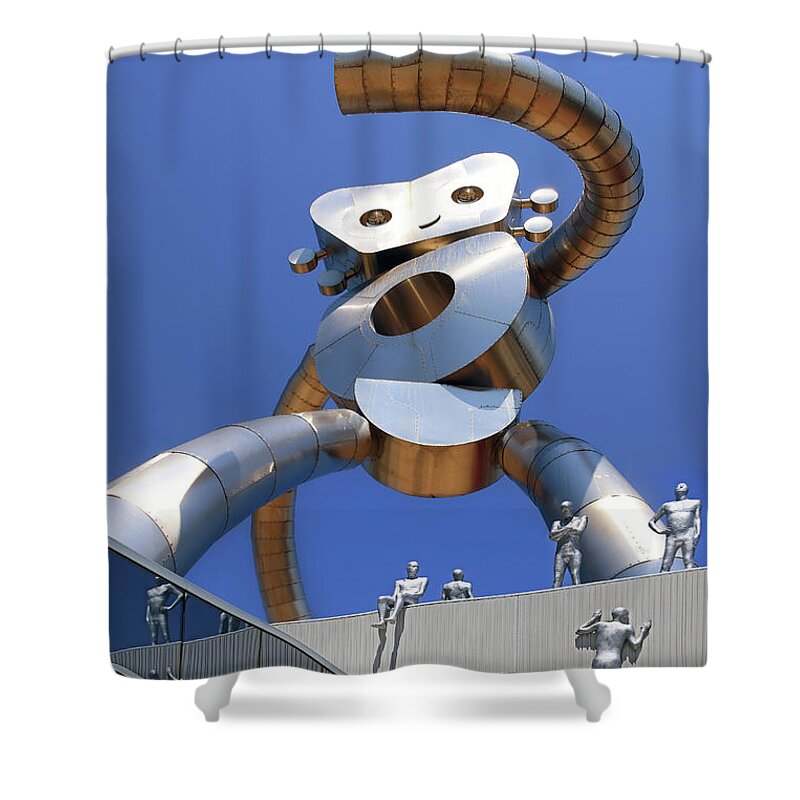 Metallic Shower Curtain featuring the photograph Walking Tall Path by Christopher McKenzie