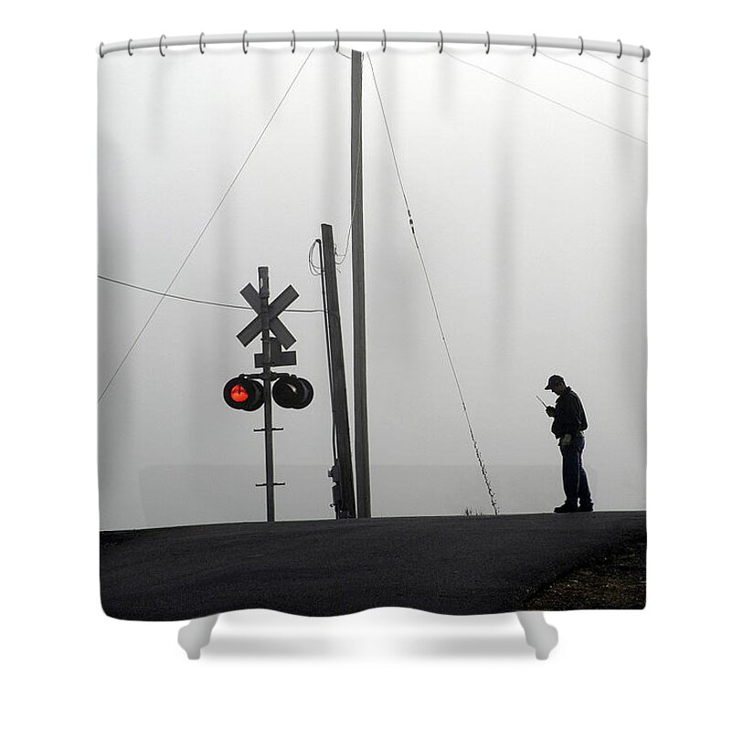 Railway Shower Curtain featuring the photograph Walking The Line by DArcy Evans