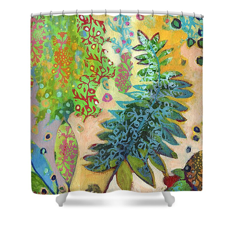 Abstract Shower Curtain featuring the painting Walking with the Forest Spirits Part 2 by Jennifer Lommers