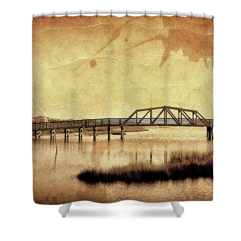 Fine Art Photography Shower Curtain featuring the photograph Walkway over the sound, Topsail Beach, North Carolina by John Pagliuca