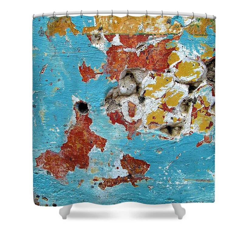 Texture Shower Curtain featuring the photograph Wall Abstract 99 by Maria Huntley