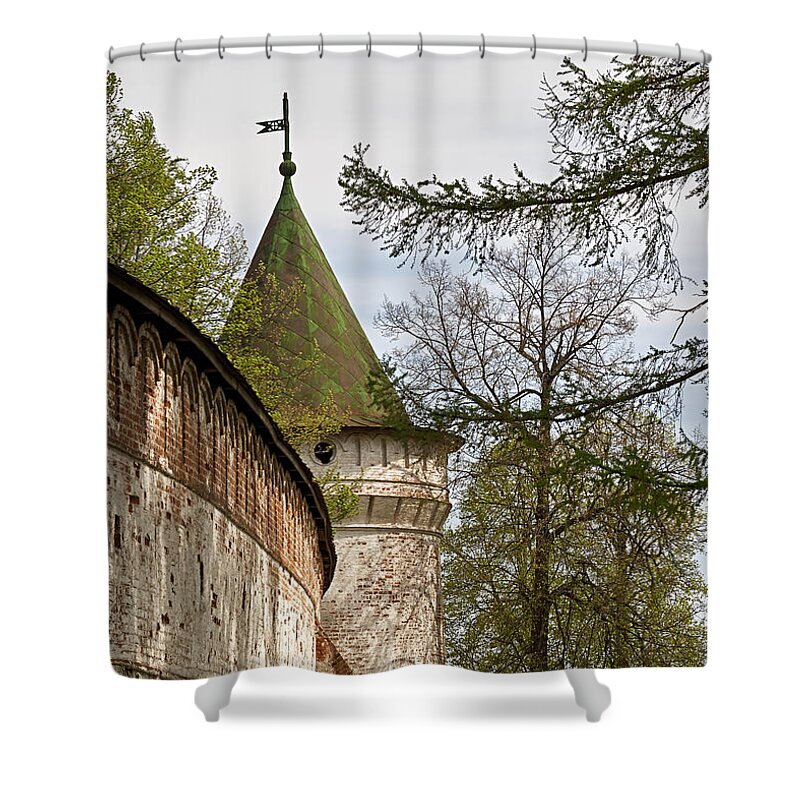 Ipatiev Shower Curtain featuring the photograph Wall and tower by Antonio Ballesteros