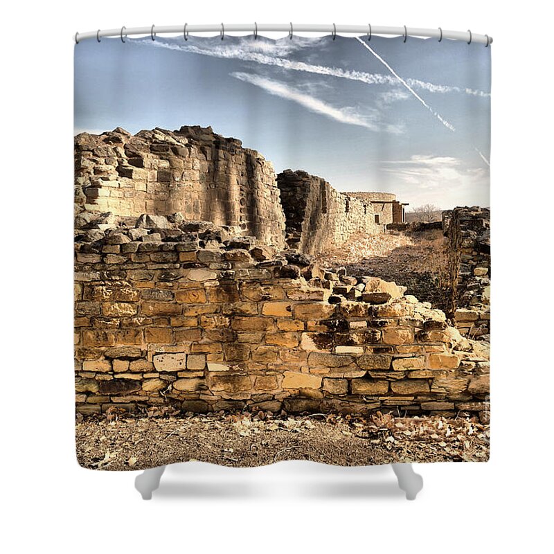 Wall Shower Curtain featuring the photograph Wall at the Aztec ruins by Jeff Swan