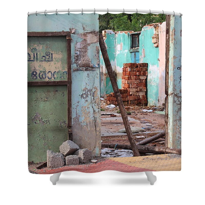 Cochin Shower Curtain featuring the photograph Wall, Door, Open Space in Kochi by Jennifer Mazzucco