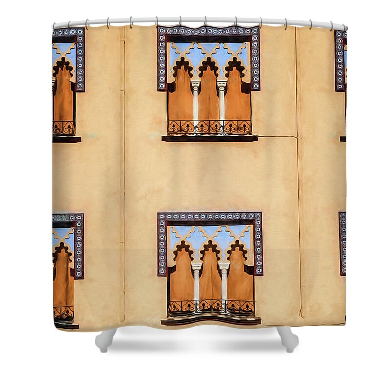 Arabic Shower Curtain featuring the photograph Wall of Windows by David Letts