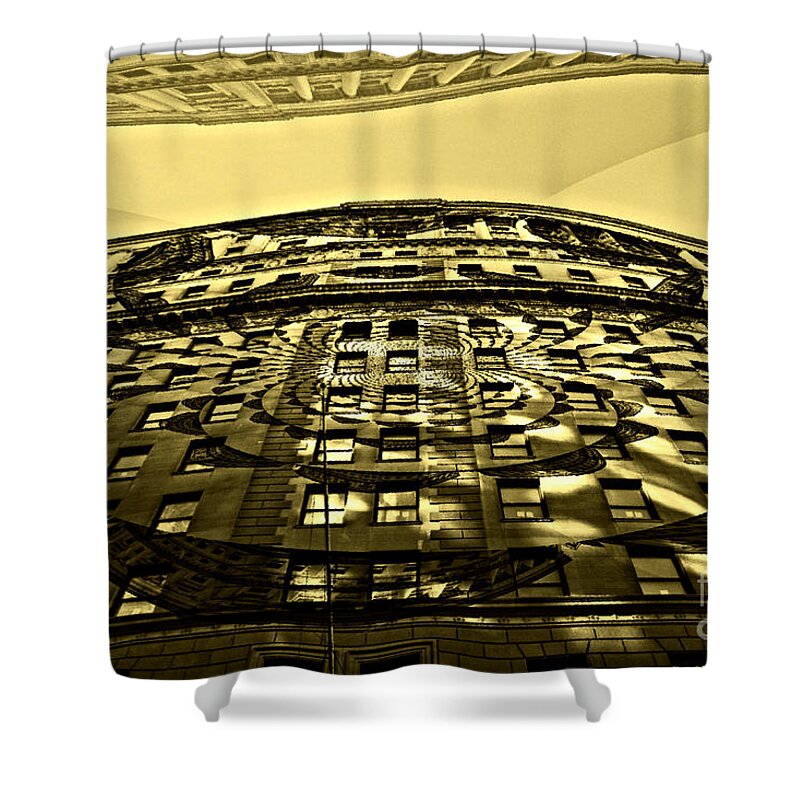 Wall St. Building Shower Curtain featuring the photograph Wall Street Looking Up by Julie Lueders 