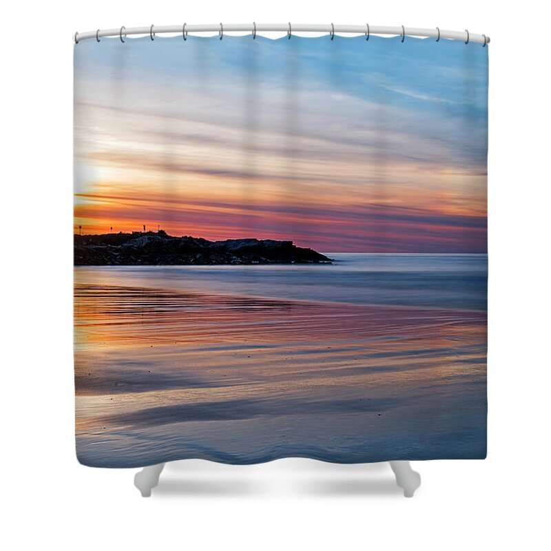 Rye Shower Curtain featuring the photograph Wallis Sands Beach at Sunrine Rye NH by Toby McGuire