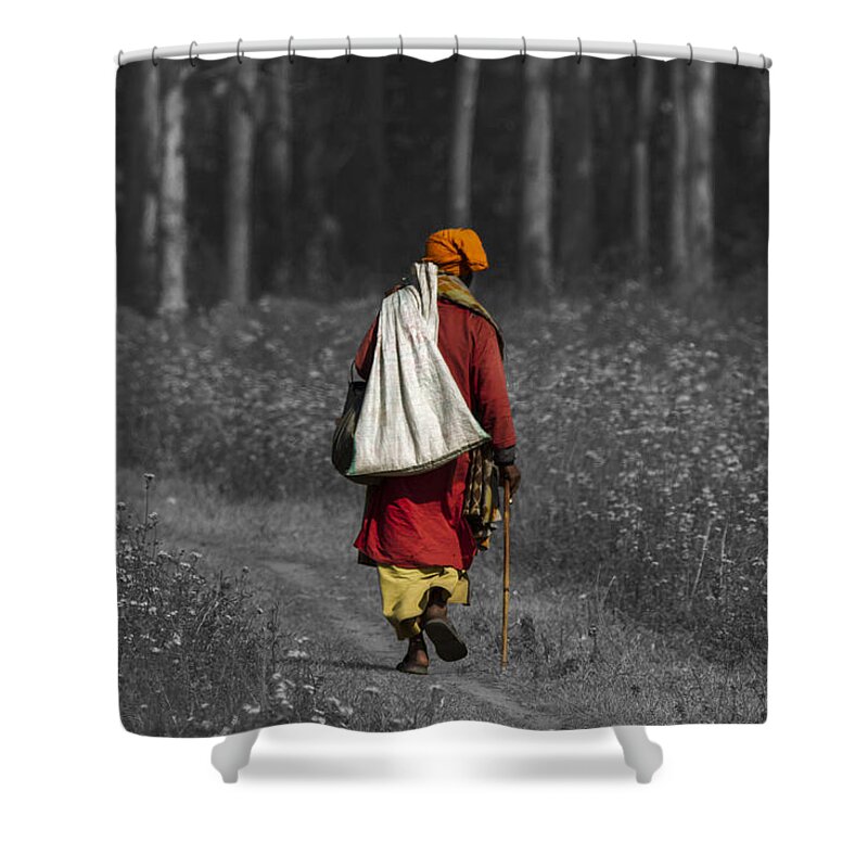 Sadhu Shower Curtain featuring the photograph Wandering Holy Man by Ramabhadran Thirupattur