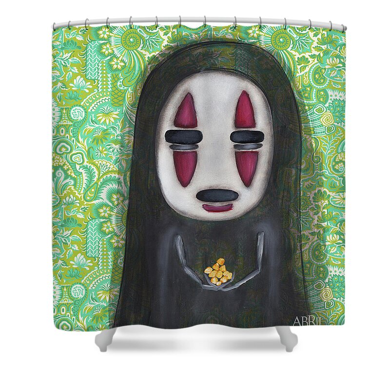 Spirited Away Shower Curtain featuring the painting Want Gold by Abril Andrade