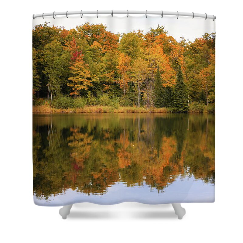 Warm Autumn Reflections Shower Curtain featuring the photograph Warm Autumn Reflections by Rachel Cohen