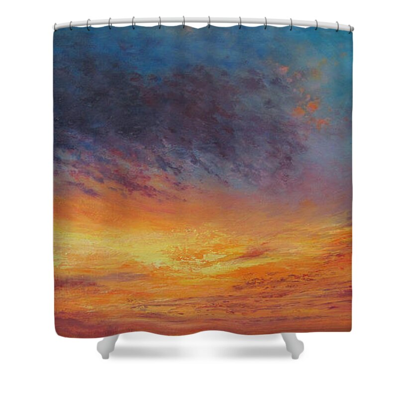 Sunset Sky Shower Curtain featuring the painting Warm Embrace by Valerie Travers