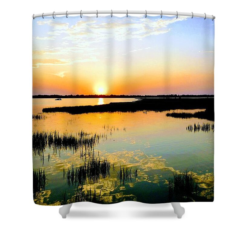 Marsh Shower Curtain featuring the photograph Warm Wet Wild by Sherry Kuhlkin