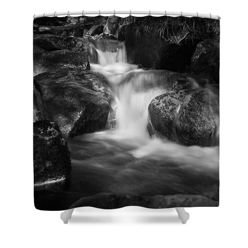 Water Shower Curtain featuring the photograph Warme Bode, Harz - monochrome version by Andreas Levi