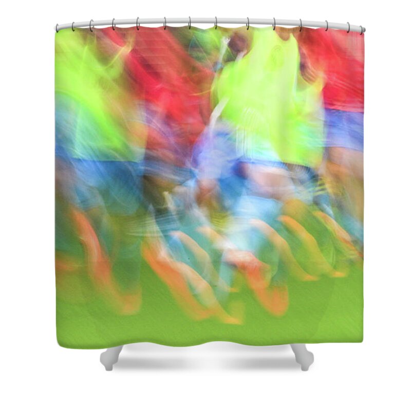 Sports Shower Curtain featuring the photograph Warming Up # 2 by Tom and Pat Cory