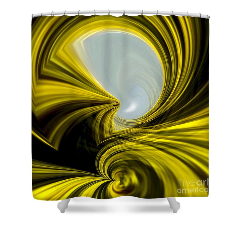 Digital Art Work Shower Curtain featuring the digital art Warped Worlds - Golden Currents No. 7 by Jason Freedman