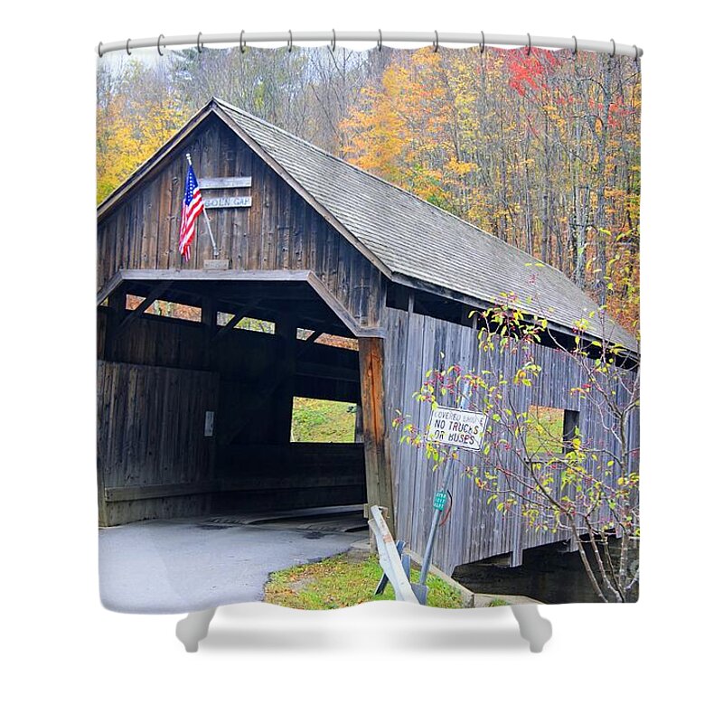 Covered Bridge Shower Curtain featuring the photograph Warren Covered Bridge in Vermont by David Birchall