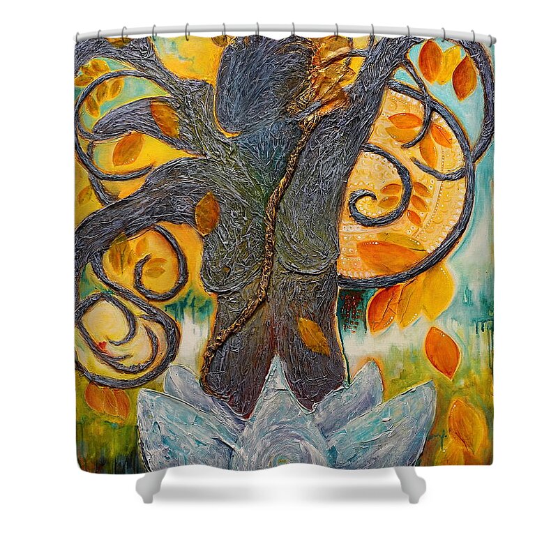 Warrior Shower Curtain featuring the painting Warrior Bodhisattva by Theresa Marie Johnson