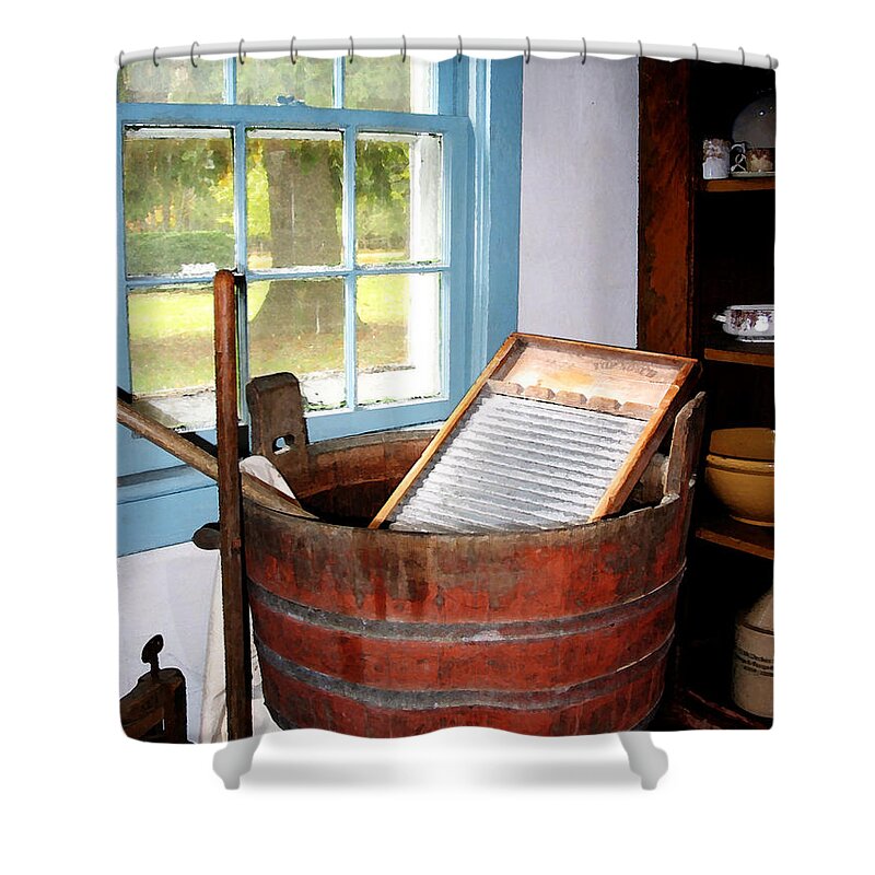 Americana Shower Curtain featuring the photograph Washboard by Susan Savad