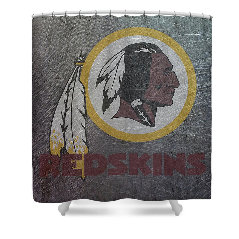 Washington Shower Curtain featuring the mixed media Washington Redskins Translucent Steel by Movie Poster Prints