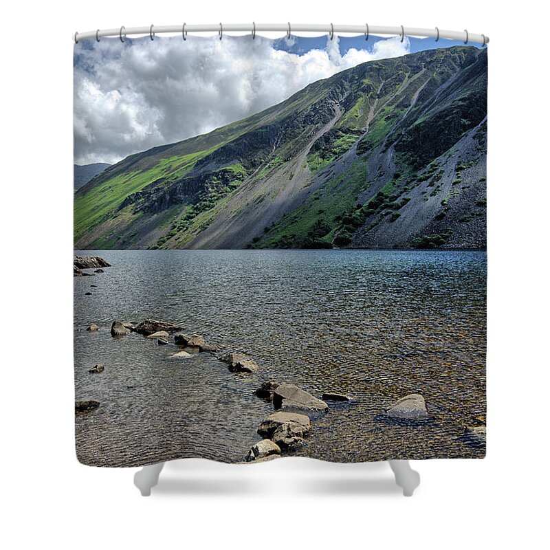 Wastwater Shower Curtain featuring the photograph Wastwater Screes by Smart Aviation