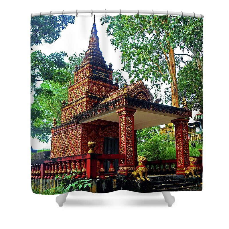 Sihanoukville Shower Curtain featuring the photograph Wat Krom Temple 1 by Ron Kandt
