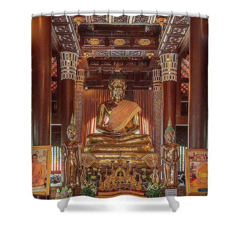 Scenic Shower Curtain featuring the photograph Wat Lok Molee Phra Wihan Buddha Images DTHCM2000 by Gerry Gantt