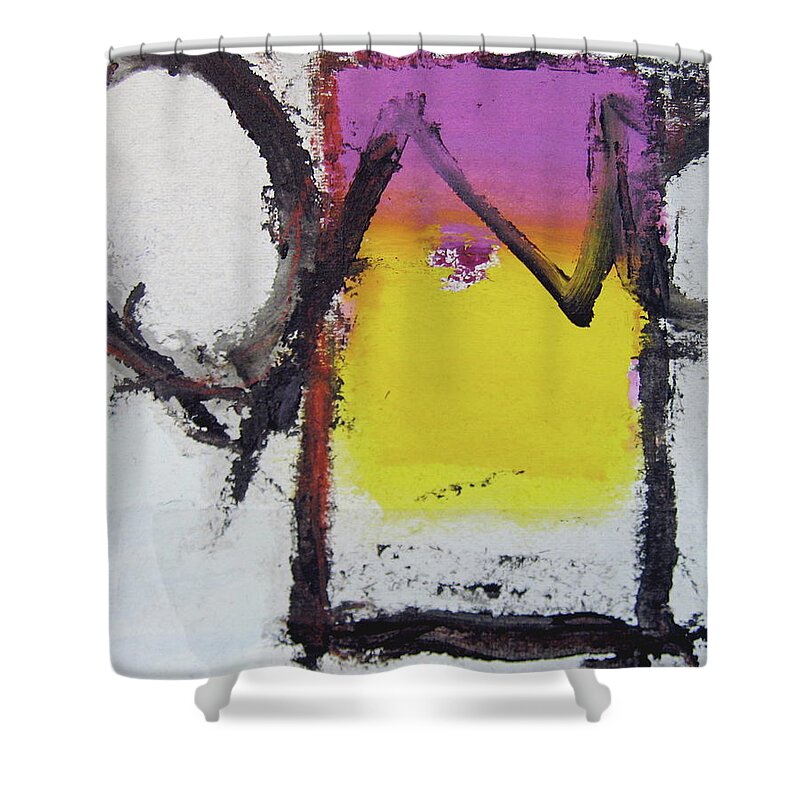 Abstract Paintings Shower Curtain featuring the painting Watch And Listen by Cliff Spohn