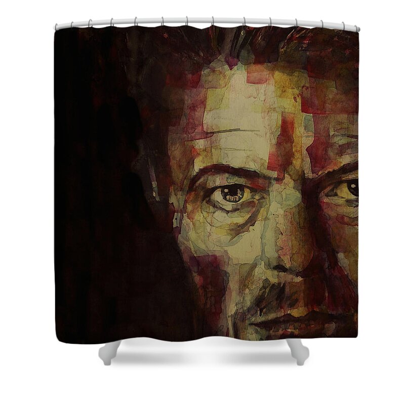 David Bowie Shower Curtain featuring the painting Watch That Man Bowie by Paul Lovering