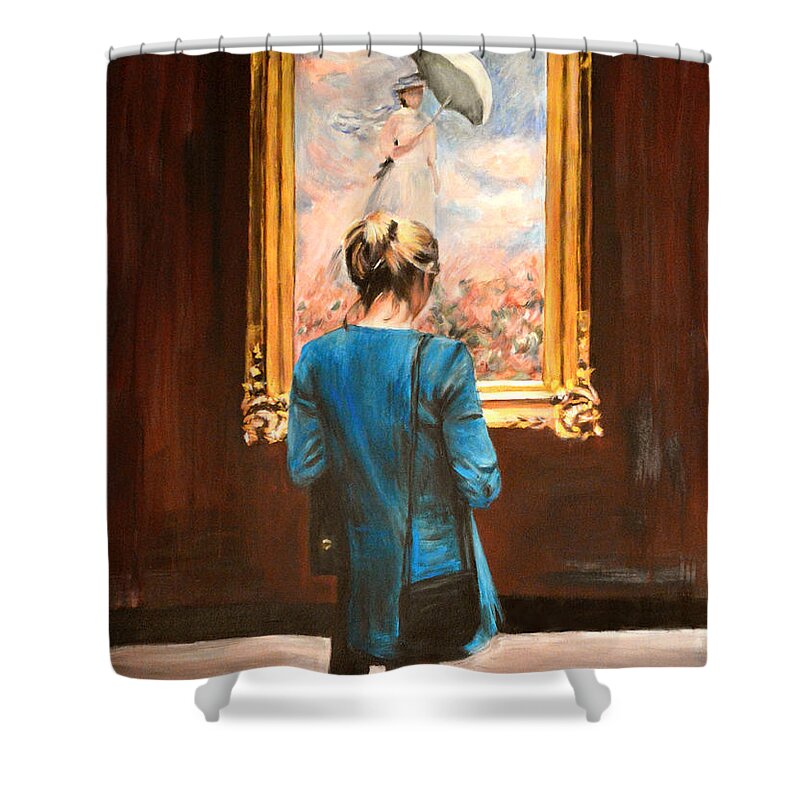 Monet Shower Curtain featuring the painting Watching Monet by Escha Van den bogerd