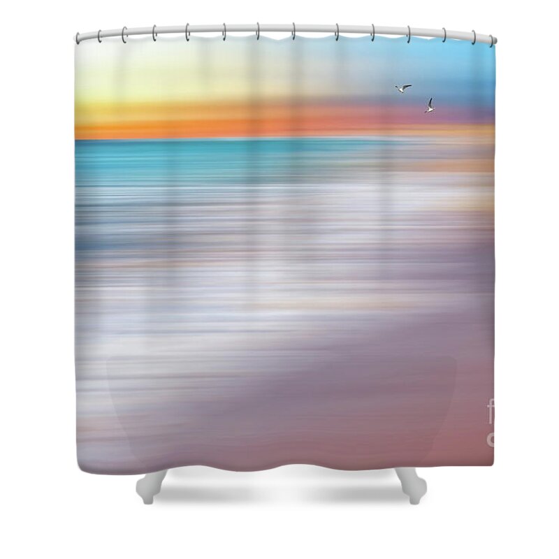 Waves Shower Curtain featuring the photograph Water Abstraction II with Gulls by Kaye Menner by Kaye Menner