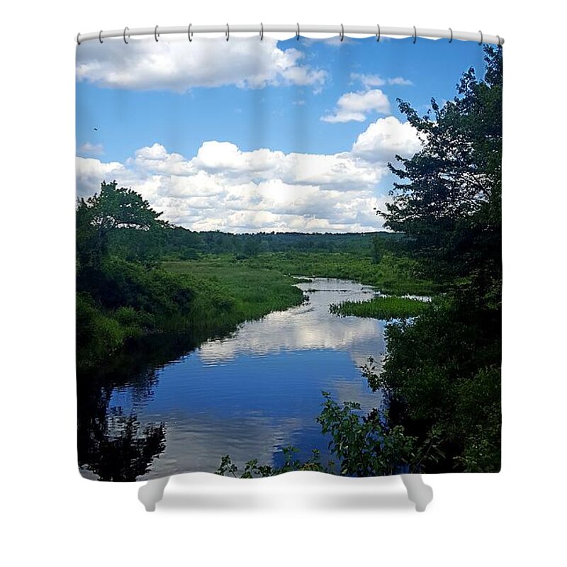 Reflections Shower Curtain featuring the photograph Water and Woods in Warren by Dani McEvoy