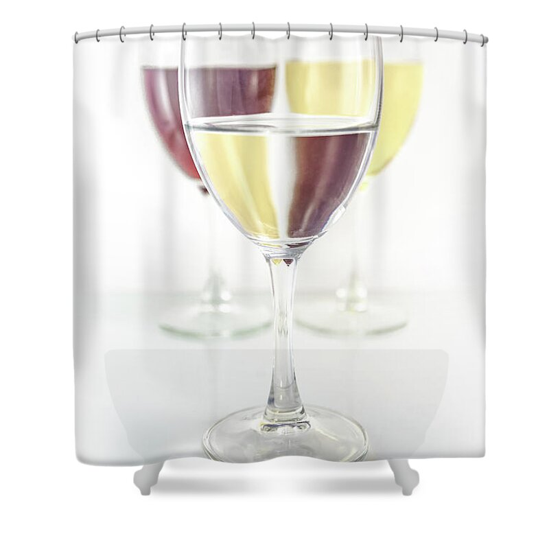  Shower Curtain featuring the photograph Water Into Wine - with logo by Melissa Lipton