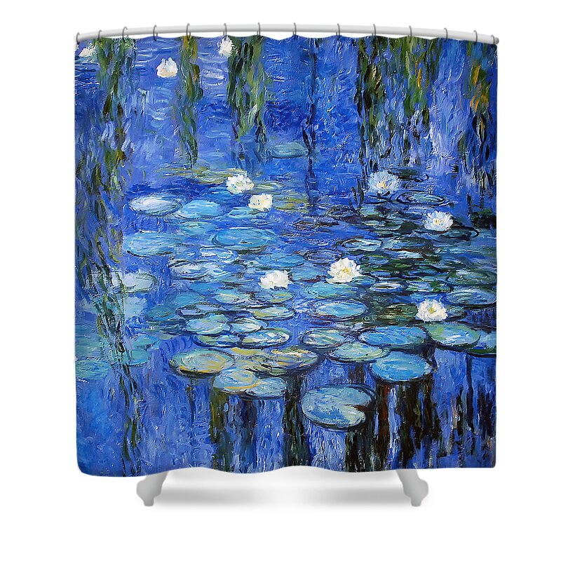 Lily Shower Curtain featuring the photograph water lilies a la Monet by Joachim G Pinkawa
