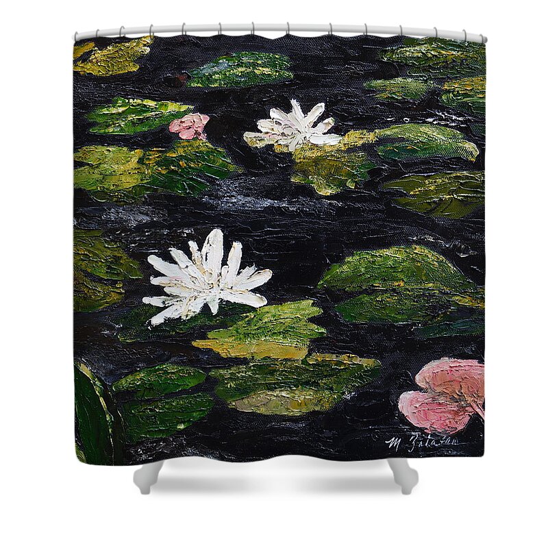 Water Lily Shower Curtain featuring the painting Water Lilies III by Marilyn Zalatan