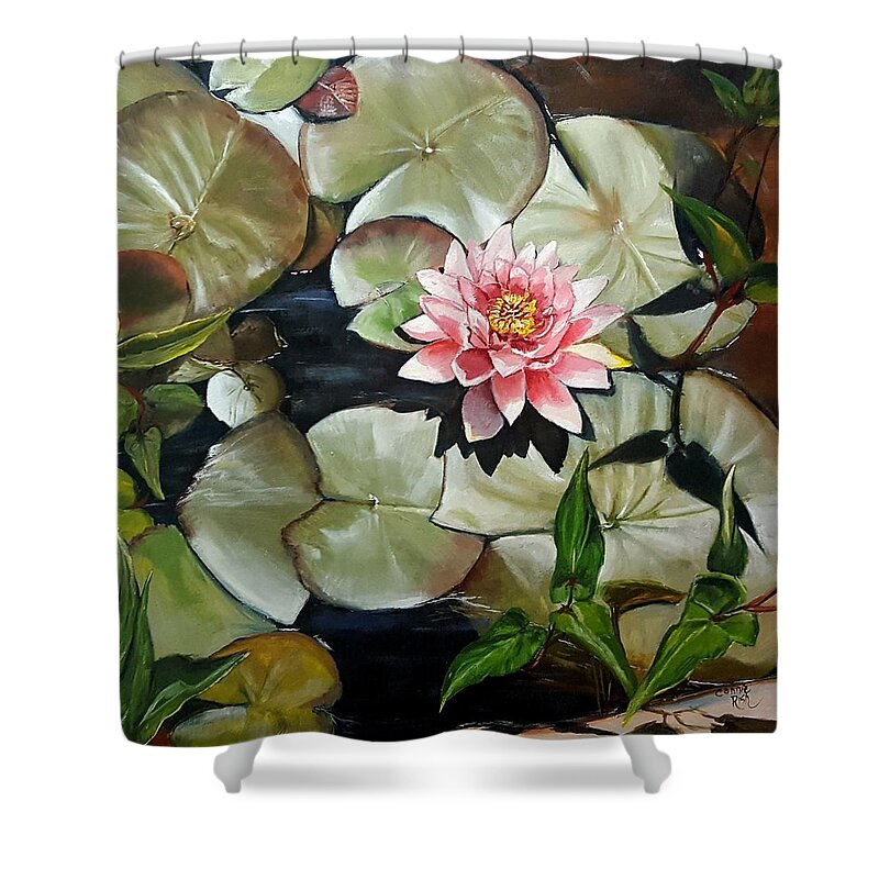 Water Lilly Shower Curtain featuring the painting Water Lily by Connie Rish