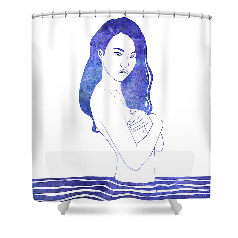 Beauty Shower Curtain featuring the mixed media Water Nymph Xi by Stevyn Llewellyn