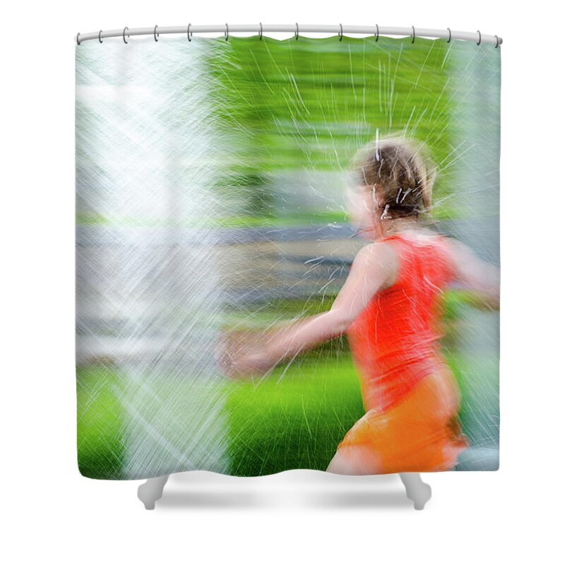 Water Park Shower Curtain featuring the photograph Water park in the Summer by Tom Potter