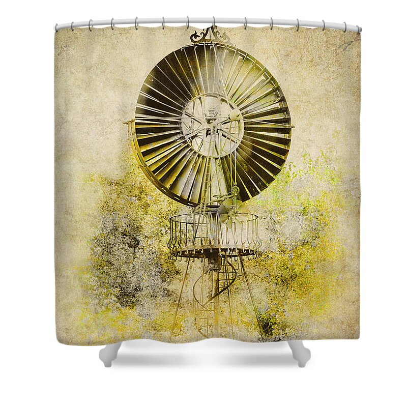 Wind Power Shower Curtain featuring the photograph Water-Pumping Windmill by Heiko Koehrer-Wagner