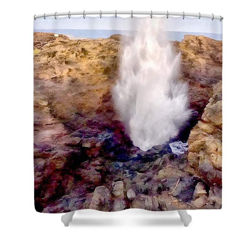 Art Shower Curtain featuring the photograph Water shower due to waves by Ashish Agarwal