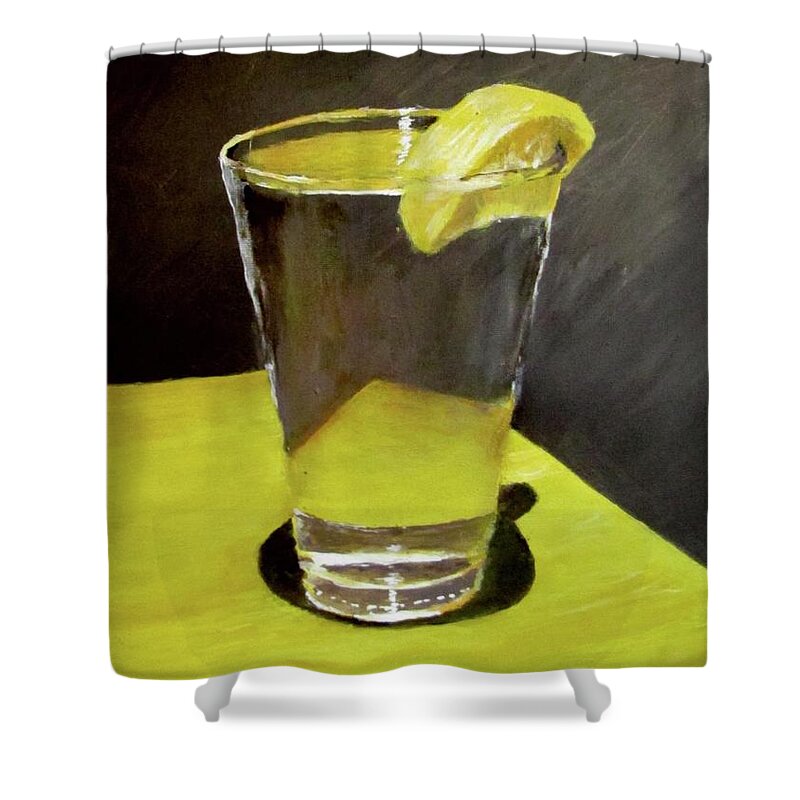 Still Life Shower Curtain featuring the painting Water with a lemon...Please by Jack Skinner