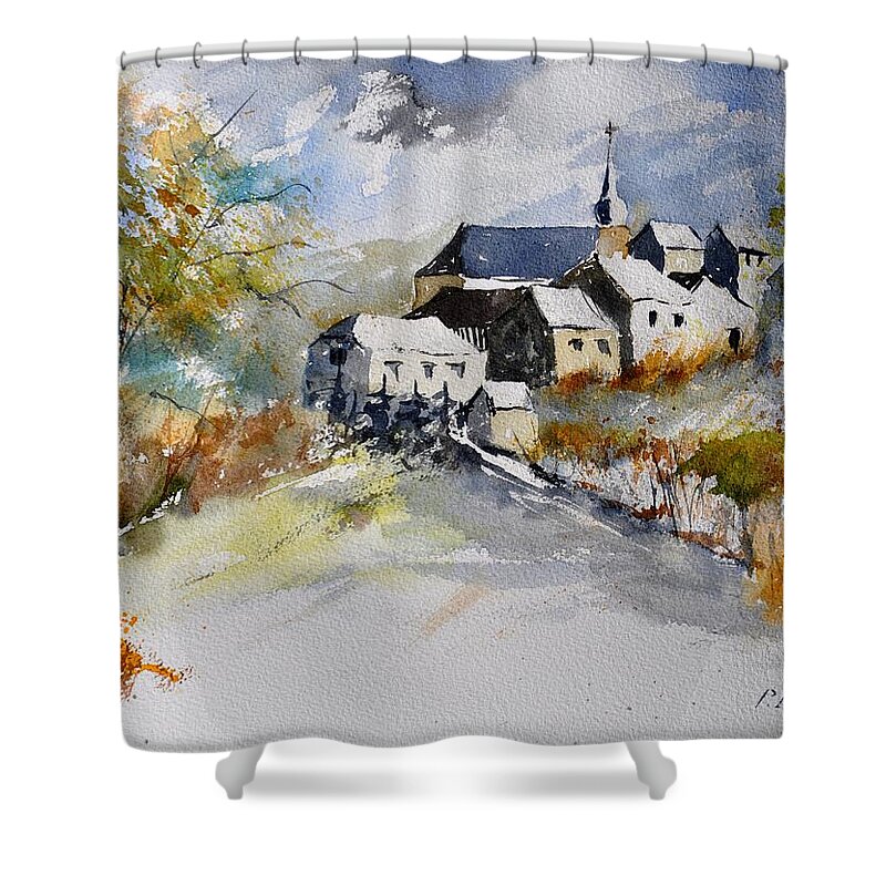 Landscape Shower Curtain featuring the painting Watercolor 015022 by Pol Ledent