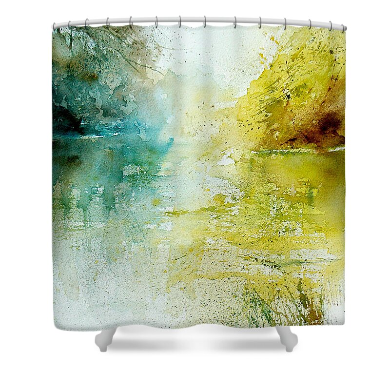 Pond Nature Landscape Shower Curtain featuring the painting Watercolor 24465 by Pol Ledent