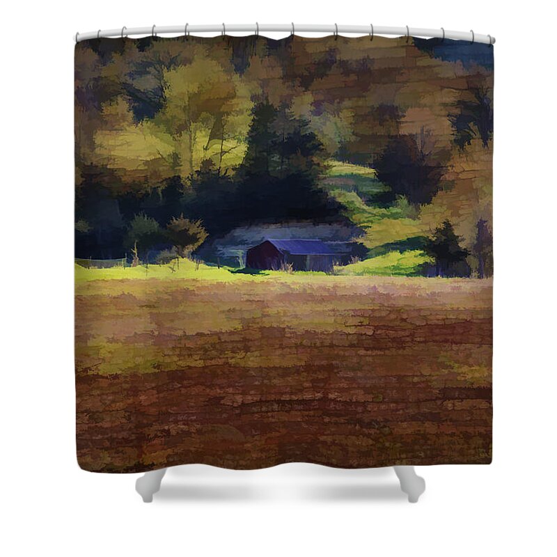 Southwest Wisconsin Barn Shower Curtain featuring the photograph Watercolor Barn Southwest Wisconsin by Thomas Young