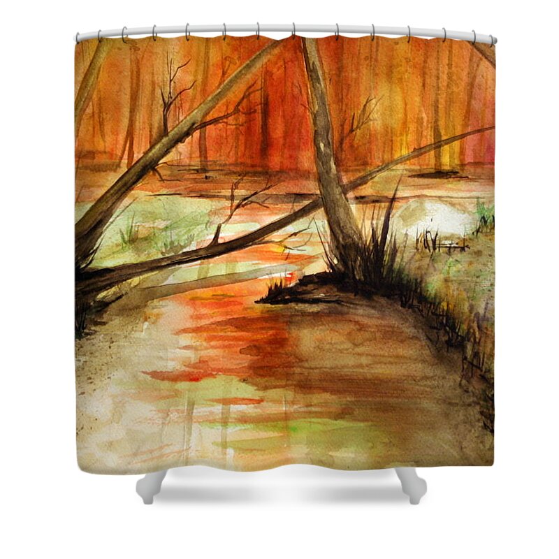 Landscape Shower Curtain featuring the painting Watercolor Challenge by Julie Lueders 