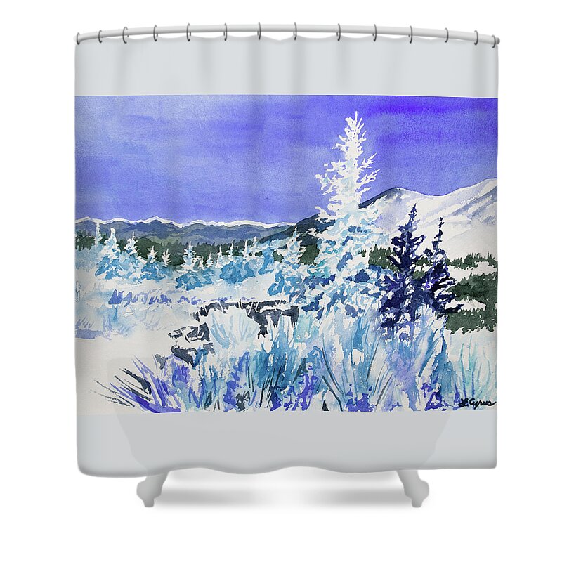 Colorado Shower Curtain featuring the painting Watercolor - Colorado Snowy Landscape by Cascade Colors