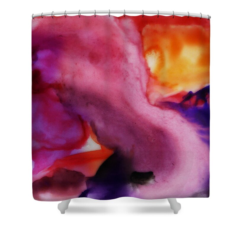 Abstract Art Shower Curtain featuring the painting Watercolor Flowing Abstract by Irina Sztukowski