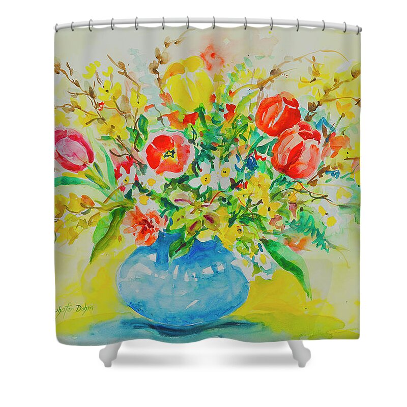 Flowers Shower Curtain featuring the painting Watercolor Series 179 by Ingrid Dohm