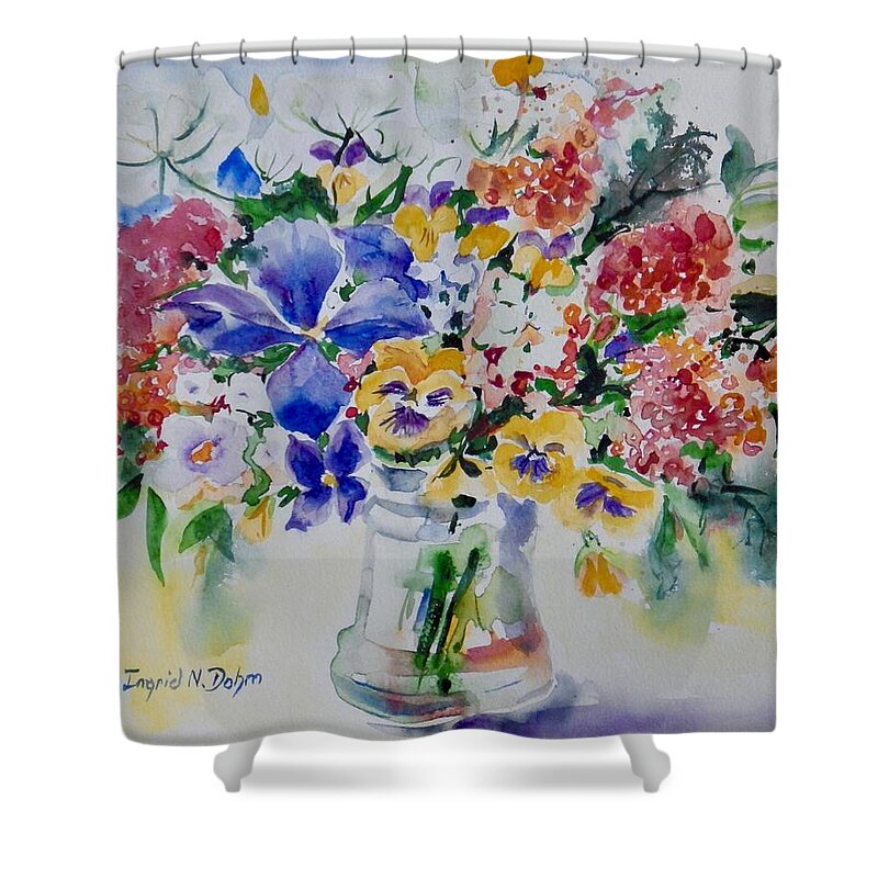 Flowers Shower Curtain featuring the painting Watercolor Series 209 by Ingrid Dohm